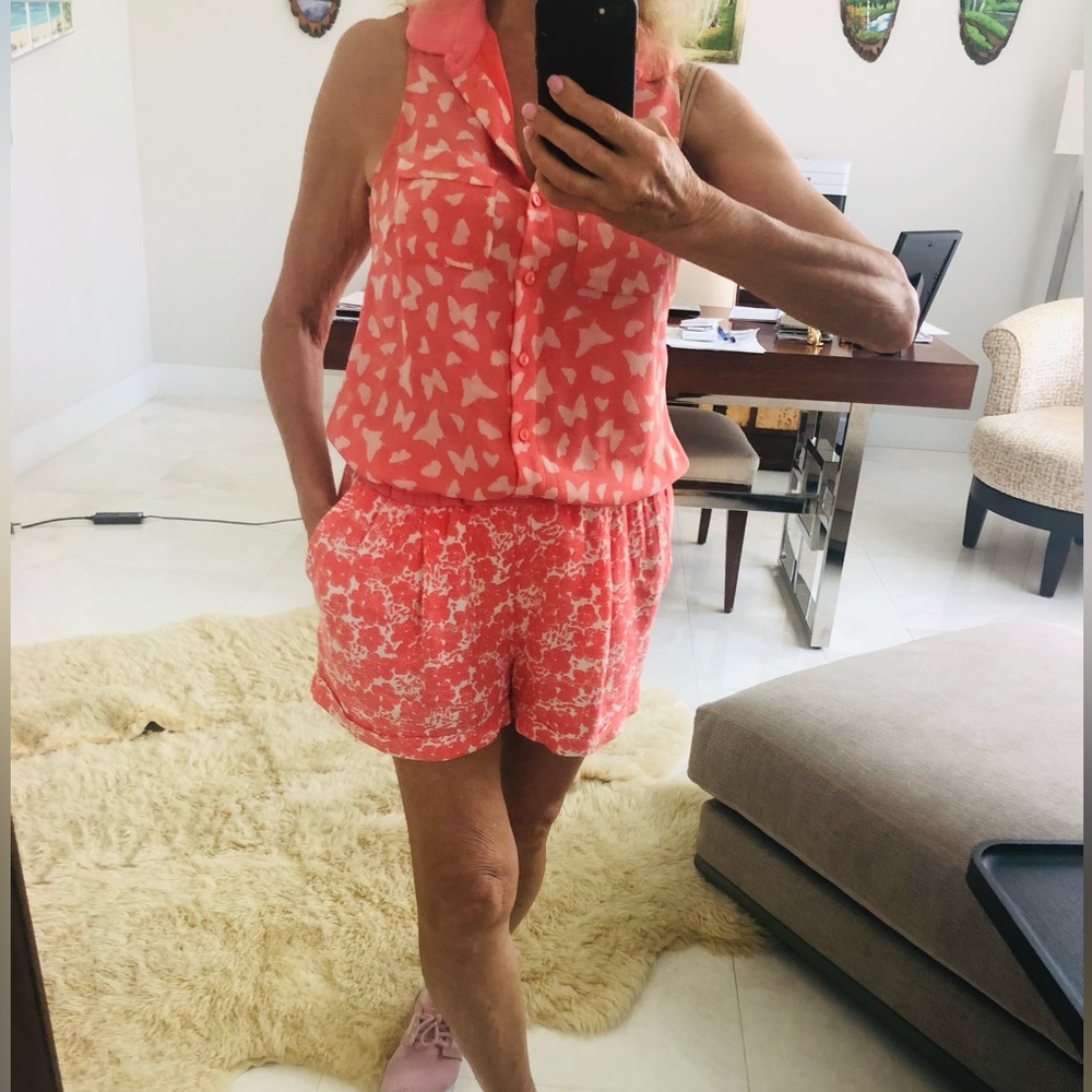 Patrizia Pepe Coral Printed Sleeveless Romper